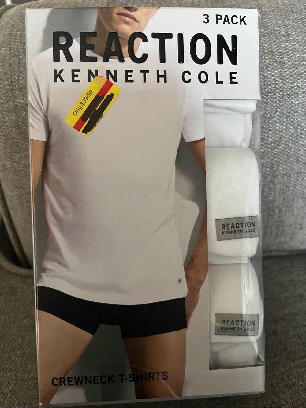 Kenneth Cole Reaction Men’s White Crewneck T-Shirts - 3 Pack
